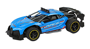 1:16 4-channel plastic Bugatti high speed RC model car with a rear sprayer,one 2.4G square-shaped remote control.