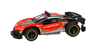 1:12  4-channel plastic Bugatti high speed RC model car with a rear sprayer,2.4G handle shape remote control.
